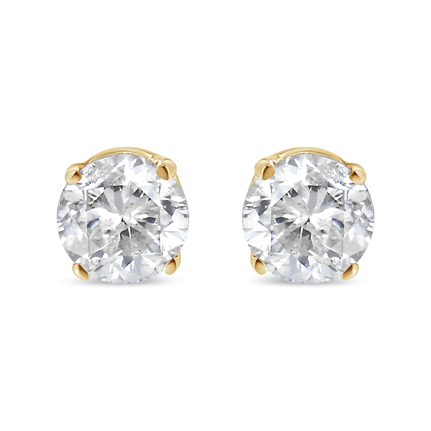 Yellow Gold Round-Cut Diamond Solitaire Stud Earrings