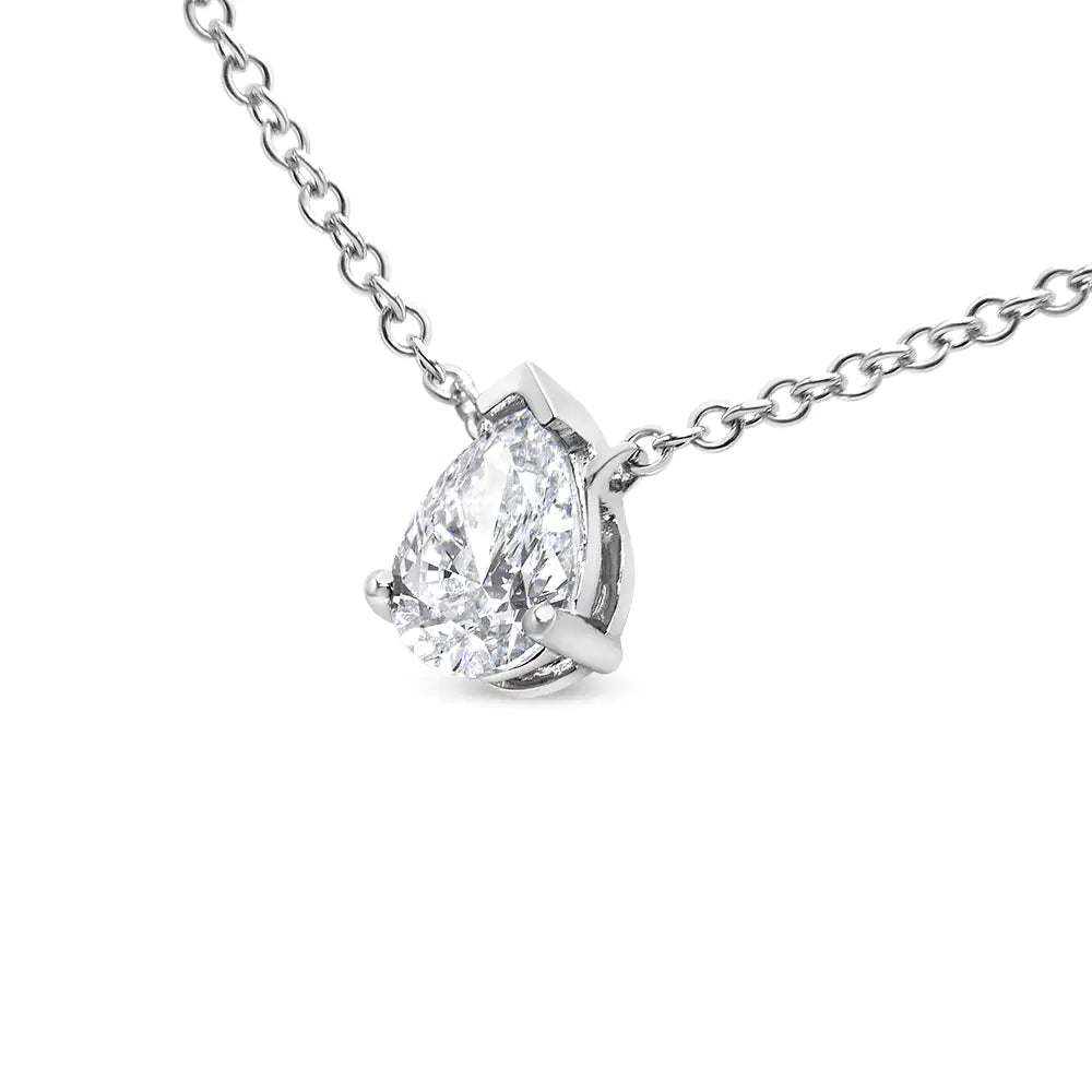 White Gold Diamond Pear Pendant Necklace