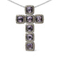 Black-Rhodium-Plated Rose Gold Amethyst Halo Cross Pendant Necklace