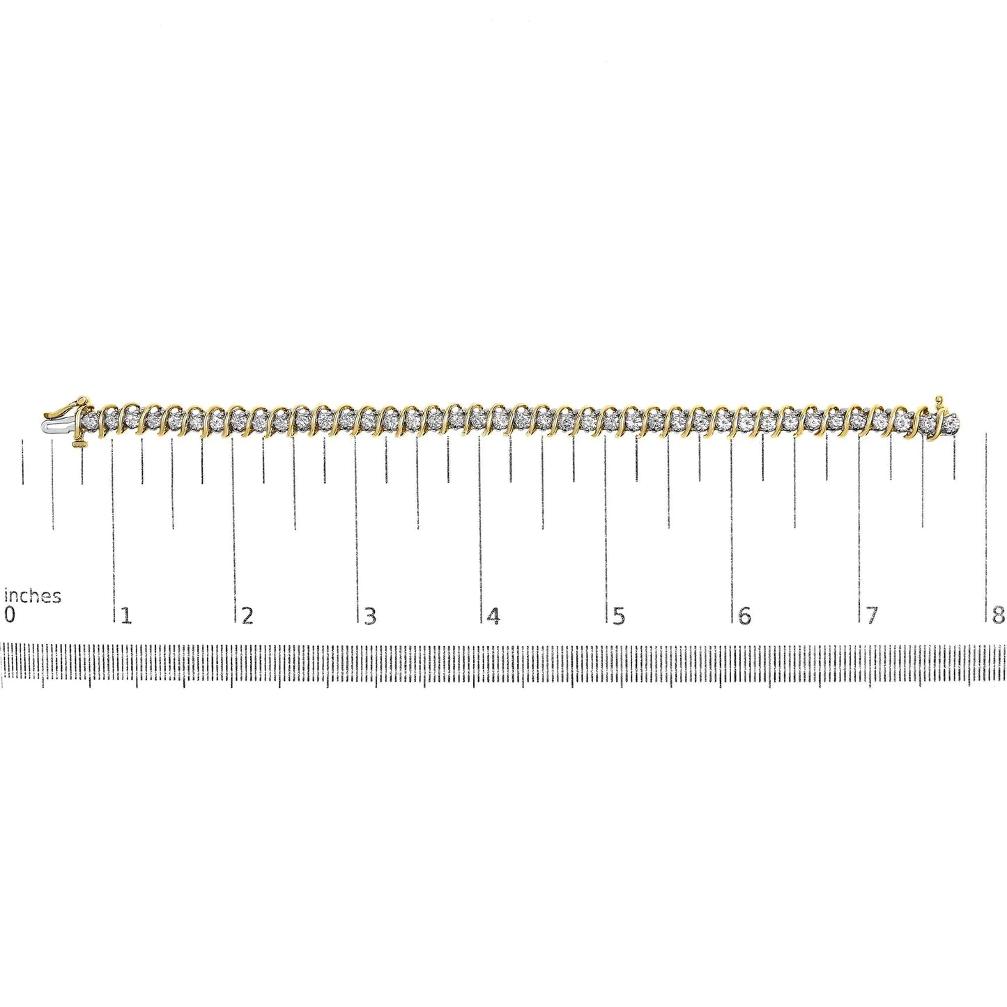 Yellow Gold Round-Cut Diamond S-Link Tennis Bracelet