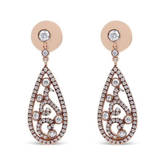 Rose Gold Diamond Teardrop-Shaped Drop-and-Dangle Stud Earrings