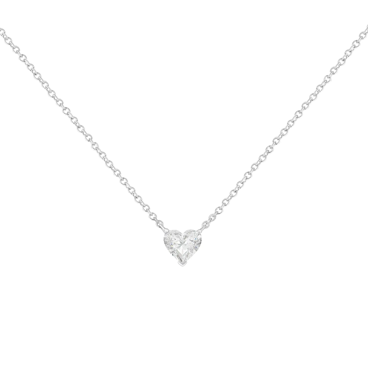 White Gold Lab Grown Heart Shape Diamond Solitaire Pendant Necklace