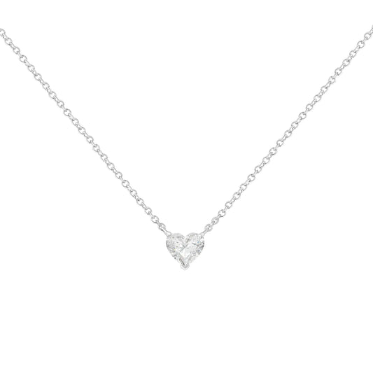 White Gold Lab Grown Heart Shape Diamond Solitaire Pendant Necklace