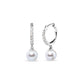 Rhodium-Plated White Gold Cultured Freshwater Pearl and Diamond Accent Drop Huggy Earrings