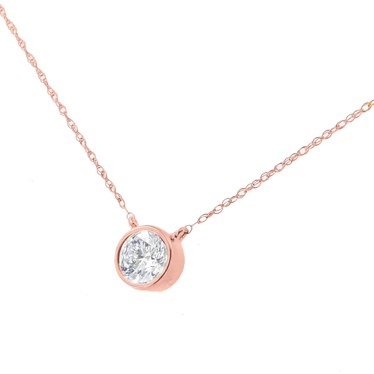 Rose Gold Diamond Solitaire Pendant Necklace