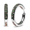 White Gold Brown-and-White Diamond and Round Green Tsavorite Inside-Outside Hoop Earrings