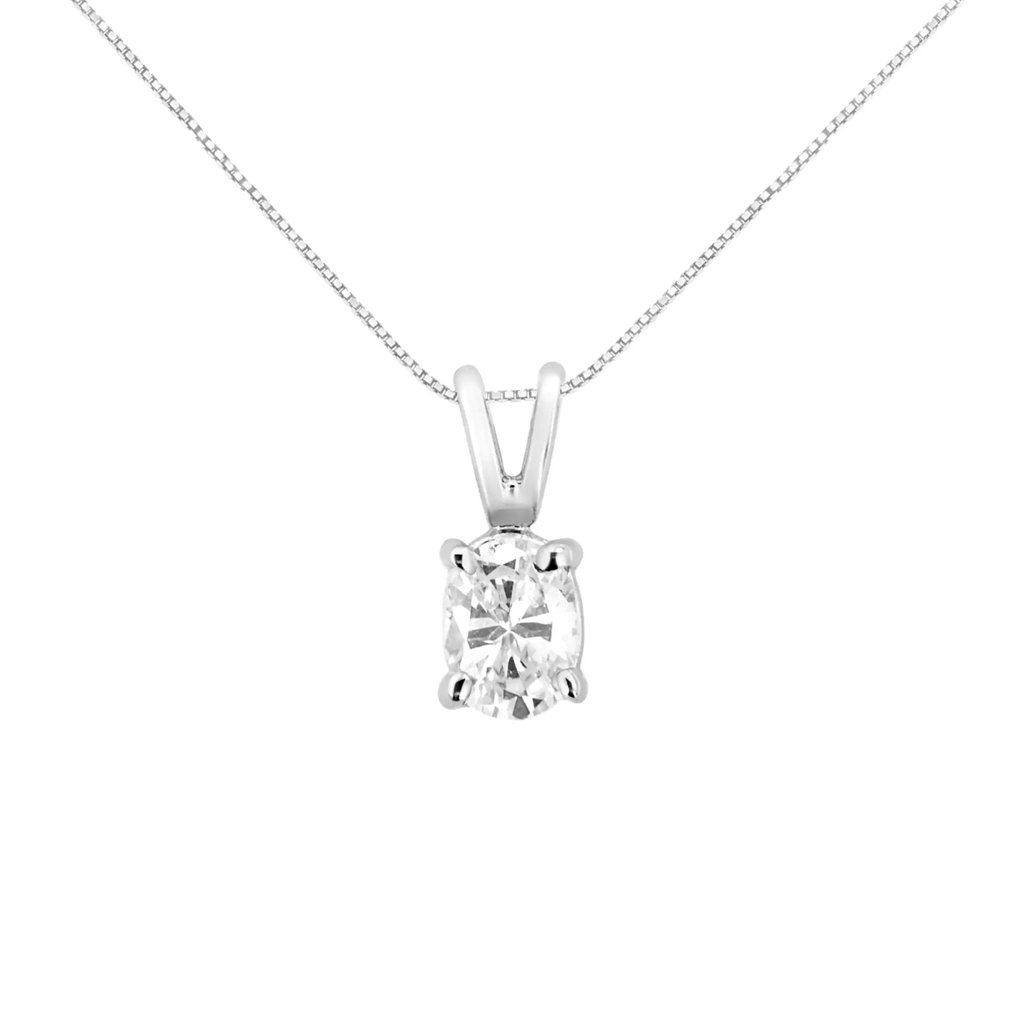 White Gold Diamond Oval Pendant Necklace