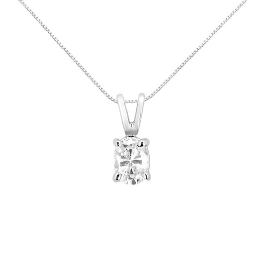 White Gold Diamond Oval Pendant Necklace