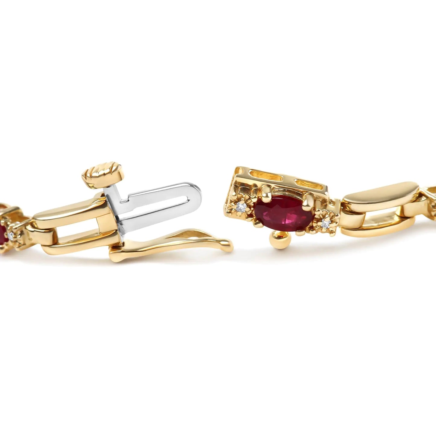 Yellow Gold Ruby and Diamond Bar Bracelet