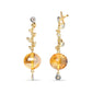 Yellow Gold Round Bezel Diamond and Ball-Shaped Yellow Citrine Gemstone Dangle Stud Earrings