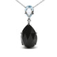 Rhodium-Plated White Gold Diamond Accent and Pear-Cut Sky-Blue Topaz and Pear-Cut Black Onyx Dangle-Drop Pendant Necklace