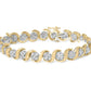 Yellow Gold Round-Cut Diamond Floral-Link Bracelet