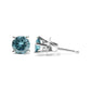 White Gold Aqua-Blue Diamond Classic Stud Earrings