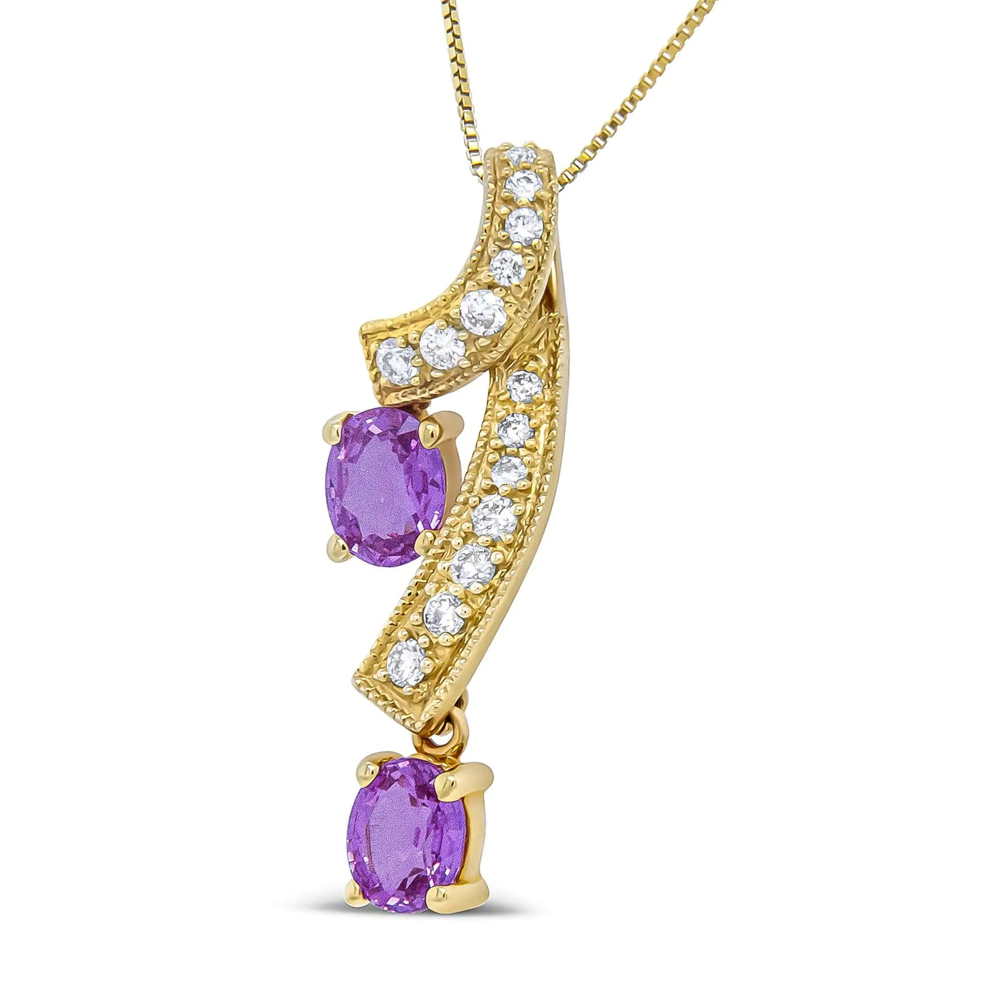 Yellow Gold Sapphire and Diamond Pendant Necklace