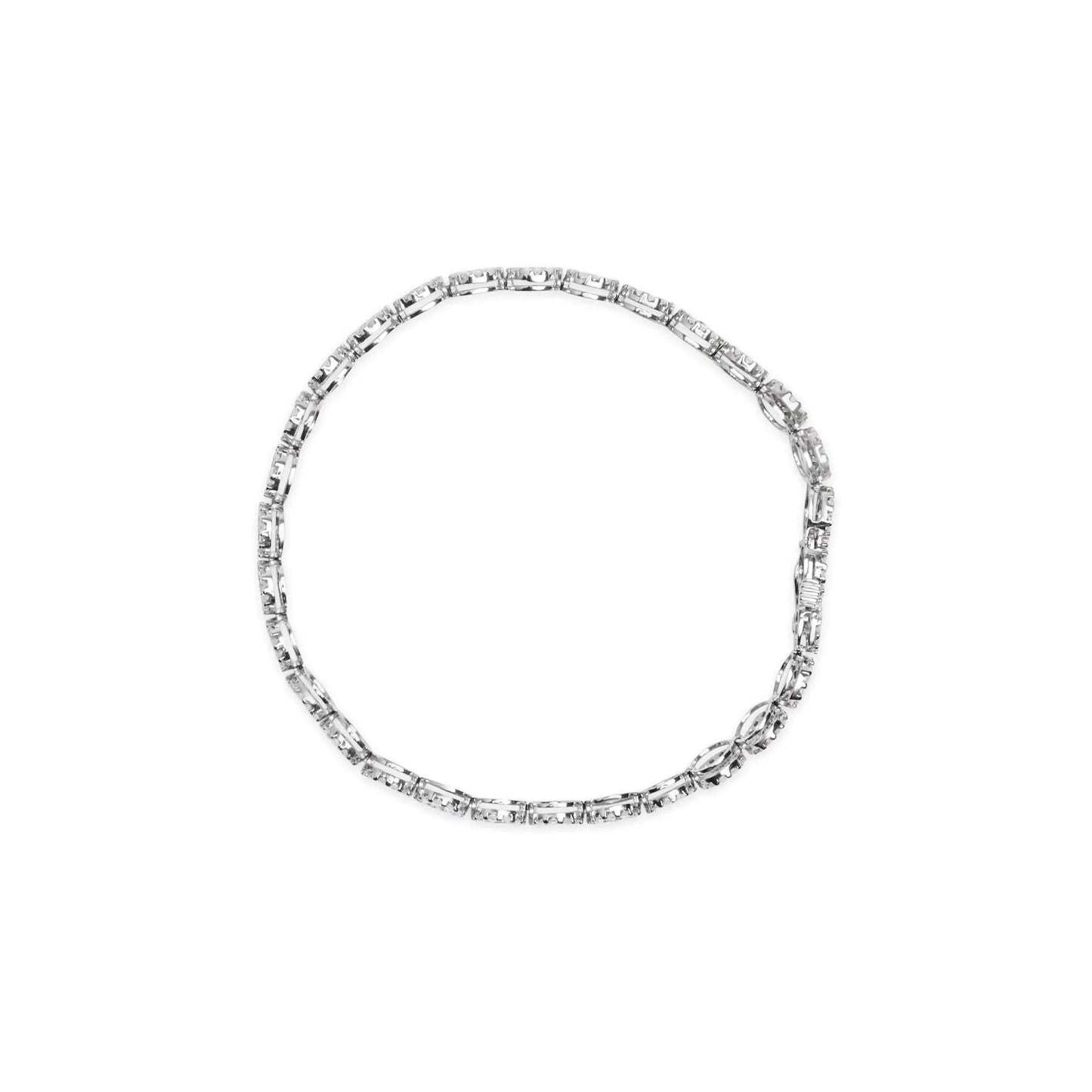 White Gold Diamond Halo Link Tennis Bracelet