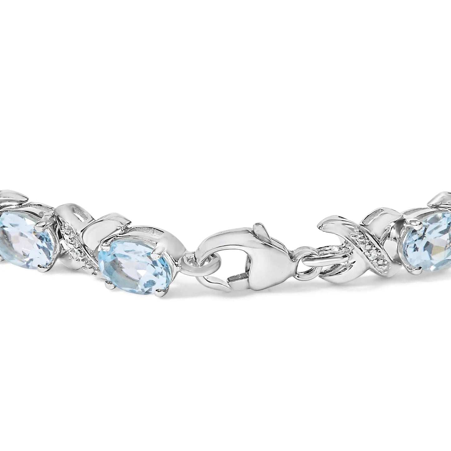 Silver Blue Topaz and Diamond Accent Tennis X-Link Bracelet