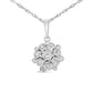 Silver Miracle Set Diamond Floral Cluster Pendant Necklace