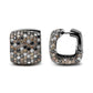 Black Rhodium-Plated White Gold Multi-Color Diamond Square-Domed Huggie Hoop Earrings