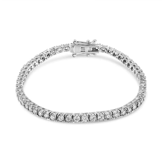 White Gold Miracle-Set Round-Cut Lab-Grown Diamond Illusion Tennis Bracelet