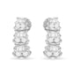 White Gold Baguette-and-Round Brilliant-Cut Diamond Dangle Multi-Row Earrings