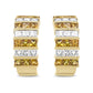 Yellow Gold Diamond and Sapphire Huggie Hoop Earrings