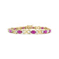 Yellow Gold Diamond and Red Ruby Alternating X-Link Bracelet