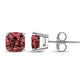 White Gold Lab-Grown Pink Cushion Four-Prong-Set Classic Diamond Solitaire Stud Earrings