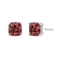 White Gold Lab-Grown Pink Cushion Four-Prong-Set Classic Diamond Solitaire Stud Earrings