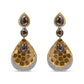 White-and-Yellow Gold Fancy-Color Rose-Cut Diamond Disc-Drop-Dangle Statement Earrings