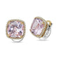 Rose-and-White Gold Round Diamond and Cushion-Cut Rose-de-France Pink Amethyst Clip-On Stud Earrings