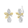 White-and-Yellow Gold Round Pavé-Set Diamond Teardrop and Marquise-Shape Drop-Dangle Earrings