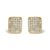 Yellow Gold Diamond Square-Shaped Composite-Cluster Stud Earrings