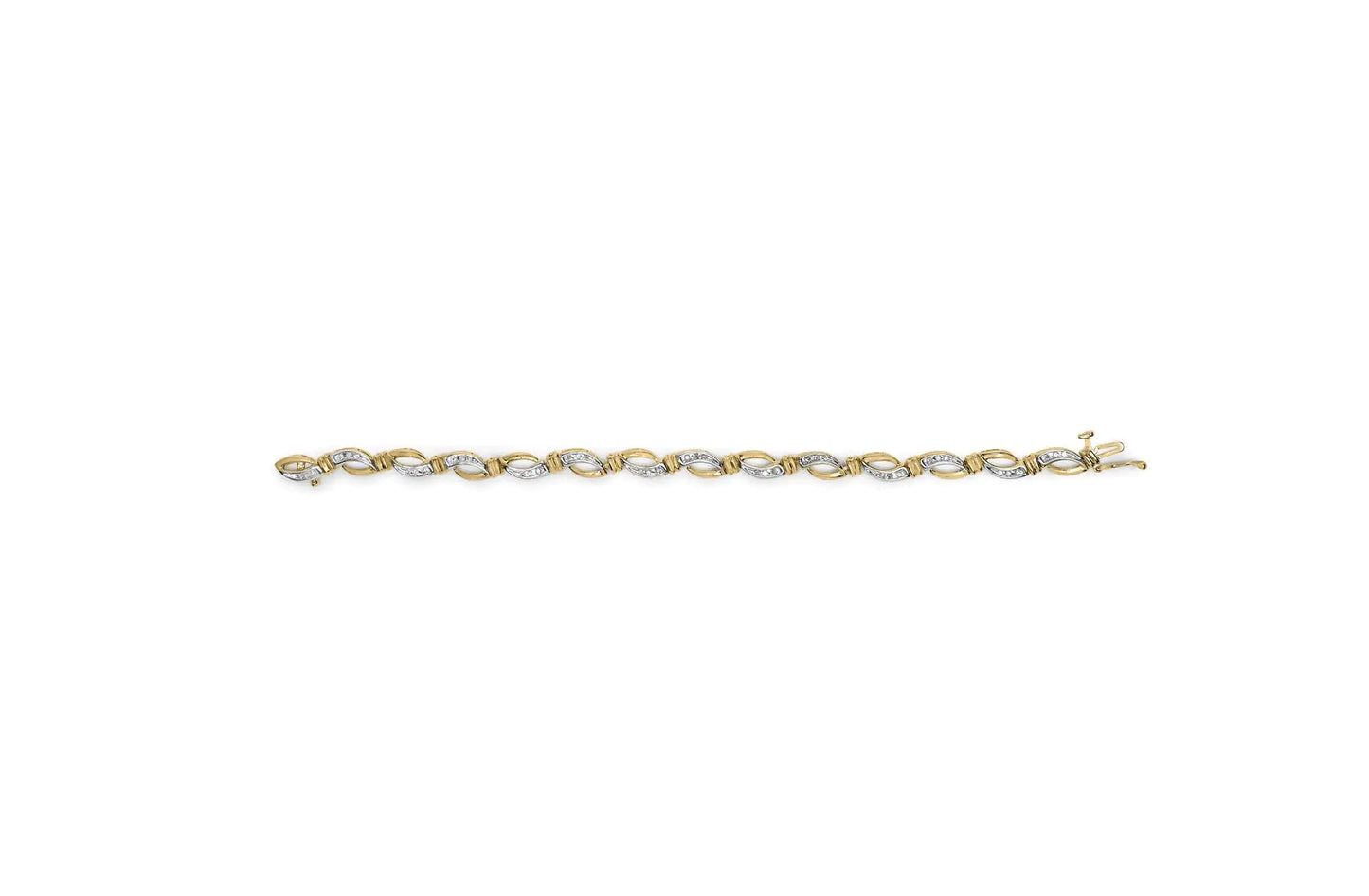 Yellow-and-White Gold Channel-Set Diamond Infinity-Link Tennis Bracelet