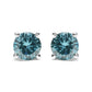 White Gold Aqua-Blue Diamond Classic Stud Earrings