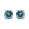 White Gold Aqua-Blue Diamond Classic Stud Earrings