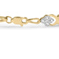 Yellow Gold Diamond Five-Stone Floral Cluster and X-Link Bracelet