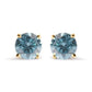 Yellow Gold Aqua-Blue Diamond Classic Solitaire Stud Earrings