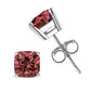 White Gold Lab-Grown Pink Cushion Four-Prong-Set Classic Diamond Solitaire Stud Earrings