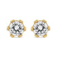 Yellow Gold Round-Cut Diamond Crown Stud Earrings