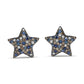 Black-Rhodium-Plated White Gold Diamond and Blue Sapphire Star Stud Earrings