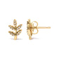 Yellow Gold Diamond-Accented Leaf-and-Branch Stud Earrings