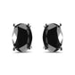 White Gold Oval-Cut Black Diamond Solitaire Stud Earrings