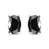 White Gold Oval-Cut Black Diamond Solitaire Stud Earrings