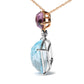 White-and-Rose Gold Round Diamond Accent and Round Rose-de-France Pink Amethyst and Cushion-Cut Sky-Blue Topaz Dangle-Drop Pendant Necklace