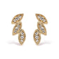 Yellow Gold Diamond Triple-Leaf Stud Earrings