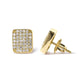 Yellow Gold Diamond Square-Shaped Composite-Cluster Stud Earrings