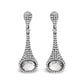 Black-Rhodium-Plated White Gold Round-Cut Diamonds and Oval White Quartz Sculptural Drop-and-Dangle Earrings