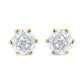 Yellow Gold Round Brilliant-Cut Diamond Six-Prong-Set Solitaire Stud Earrings