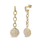 Yellow Gold Diamond Chain-Cluster Dangle-Chain Earrings