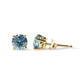 Yellow Gold Aqua-Blue Diamond Classic Solitaire Stud Earrings